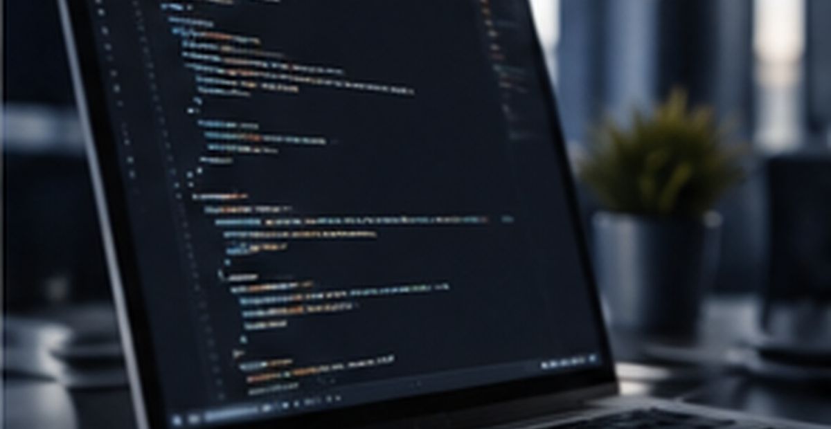 Application source code open on a laptop